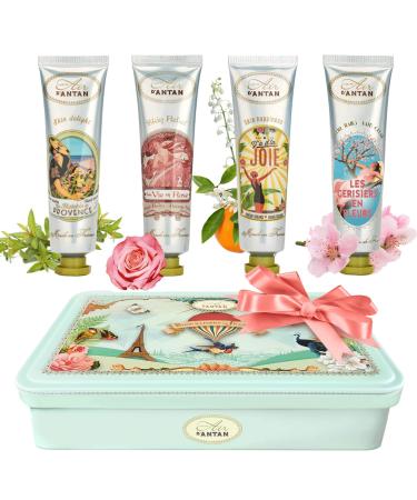 Mom Gift Hand Cream Set - 4 Piece Gift Set Un Air d'Antan Hand Lotion Set for Women - Working Hands Hand Cream Set Shea Butter, Sweet Almond Oil Include Scents of Verbena, Floral, Rose, Cherry Blossom 4. FLORAL MIX