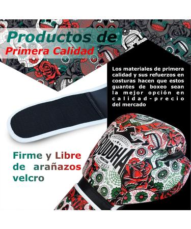 Buddha Fight Wear Fantasy Luzbel Boxing Gloves - 16oz Red - Muay Thai & Kickboxing - Odor-Resistant Synthetic Leather - Reinforced Seams - Unique Designs - Buy Online on SooperMarket.com