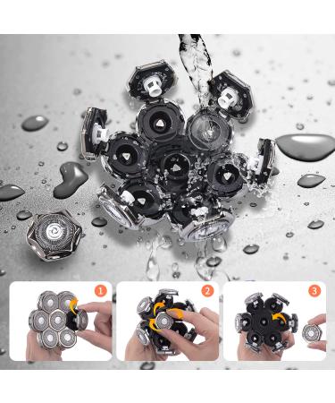 Replacement Head for Electric Shaver - 6D Men's Razor Head Waterproof Wet & Dry Bald Shaver Blades Gray/Silver Replacement Blades - Buy Online on SooperMarket.com