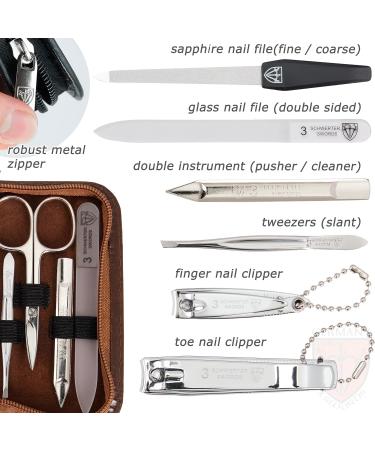 3 Swords Germany - brand quality 8 piece manicure pedicure grooming kit set for professional finger & toe nail care scissors clipper fashion leather case in gift box Made by 3 Swords (6660) BROWN - SYNTHETIC LEATHER - Buy Online on SooperMarket.com