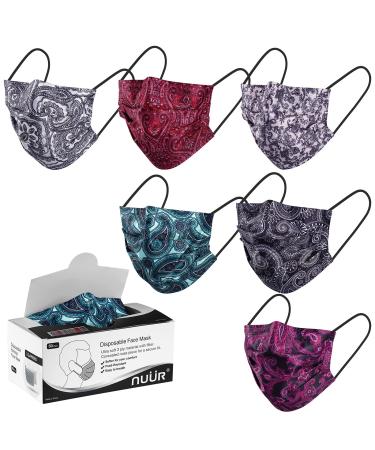 NU R Disposable Face Mask 3Ply Mask with Filter Layer and Elastic Earloop Retail 50pcs/box PAISLEY 50PCS