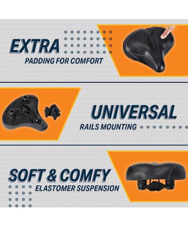 Bikeroo Oversized Bike Seat for Peloton & Road Bikes - Wide Cushion Saddle Replacement for Men & Women - Indoor Comfort (Elastomer Springs) - Buy Online on SooperMarket.com