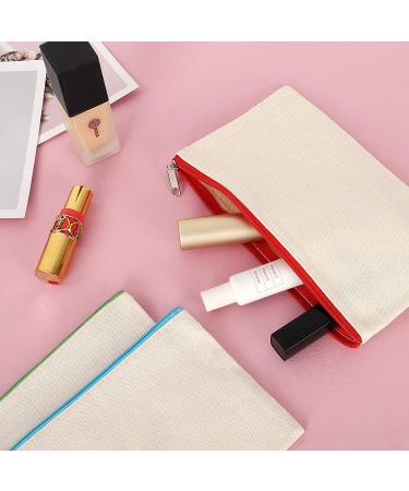 Sinzip 12-Piece Cotton Canvas Makeup Bag Set | Multipurpose Cosmetic & Travel Toiletry Pouch with Zipper | DIY Craft & Pencil Bag | Small Size - Buy Online on SooperMarket.com