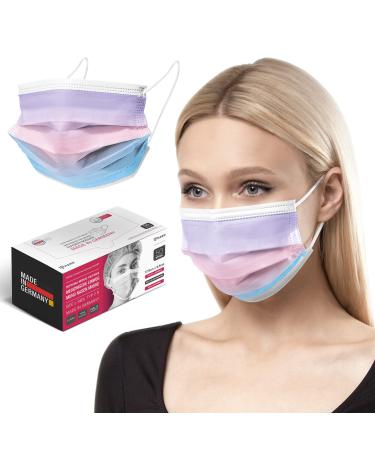 HARD 100 pieces Disposable Face Masks | Made in Germany | Type IIR & CE certified | Breathable Triple Layer - Filtration 99 78% | Elastic Earloops | Mouth Cover - Adults - Rainbow Ocean Sunrise 100 Piece standard size (17 5 cm x 9 5 cm) Rainbow Ocean Sunr
