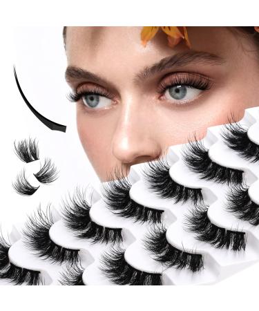 Higu clace False Eyelashes 10 Pairs Natural Wispy Lashes Soft Fluffy Mix10-16mm Individual Lashes Cluster Lightweight DIY Lash Extensions at Home - Bushy Flat 01