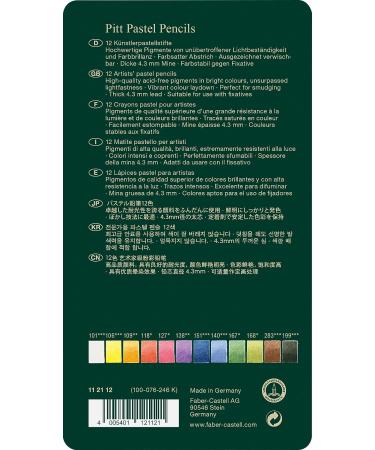 Faber-Castel Pitt Pastel Pencils - 12 Pack Assorted Colors in Metal Tin - Buy Online on SooperMarket.com
