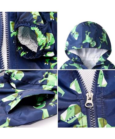 JinBei Toddler Kids Waterproof Dinosaur Jacket | Boys Windbreaker Coat | Hooded Zip Raincoat for Baby | Lightweight Sunscreen Outwear | 1-7 Years - Buy Online on SooperMarket.com