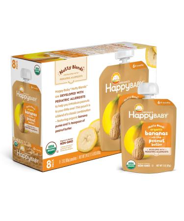 Happy Family Organics Happy Baby Nutty Blends 6+ Months Organic Bananas with 1/2 tsp Peanut Butter 3 oz (85 g)