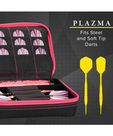 Casemaster Plazma Dart Case - Holds 3 Darts with Storage Tube and Pockets - Pink Trim - Buy Online on SooperMarket.com