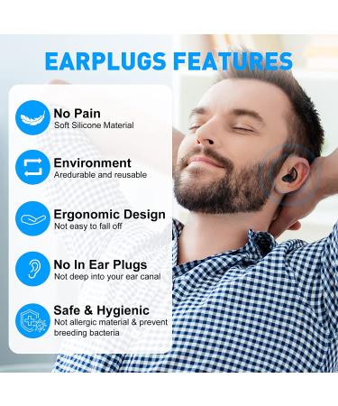 Soft Silicone Ear Plugs for Sleeping, Snoring, Work - Noise Cancelling 33 dB NRR - Reusable & Washable Loop Design - Hearing Protection for Noise Sensitivity - One Size Fits All - Buy Online on SooperMarket.com