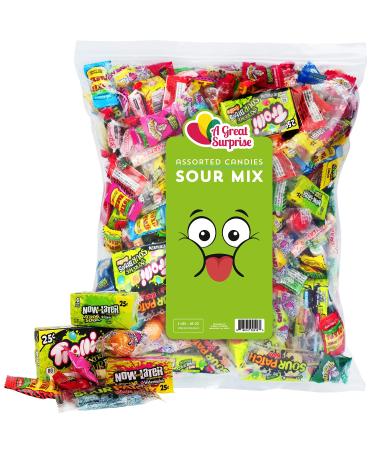 A Great Surprise Sour Party Mix - Appx. 3 LB - Candy Bulk - Warheads Extreme, Cry Baby Gumballs, Sour Patch, Sour Bites and Much More of Your Favorite Candy!