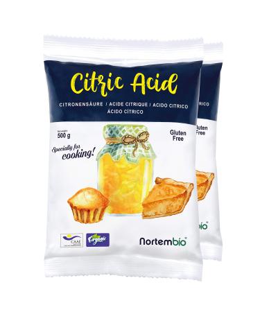 Nortembio citric acid powder ecological 1 kg (2x500g).Food quality 100% pure.Sea means and preservatives for cooking and baking.Included e-book with recipes.