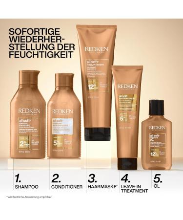 Redken All Soft Shampoo 300ml - Nourishing Hair Shampoo for Dry & Brittle Hair with Omega-6 & Argan Oil - Hydrating Hair Care - Buy Online on SooperMarket.com
