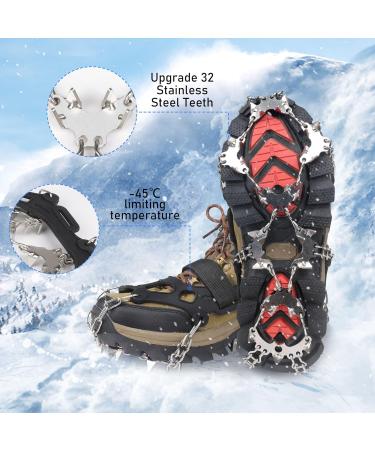 Bluever Ice Klampen Crampons - 32 Stainless Steel Spikes for Mountain Shoes | Ideal for Hiking Trekking Climbing & Winter Activities | XL Size Available - Buy Online on SooperMarket.com
