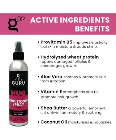 The Pet Guru Scented Natural Dog Conditioning Spray 250ml - HUG Rejuvenating Baby Powder Fragrance - Conditioning Moisturising Dog Grooming Spray - Dog Puppy Grooming 250ml HUG - Buy Online on SooperMarket.com