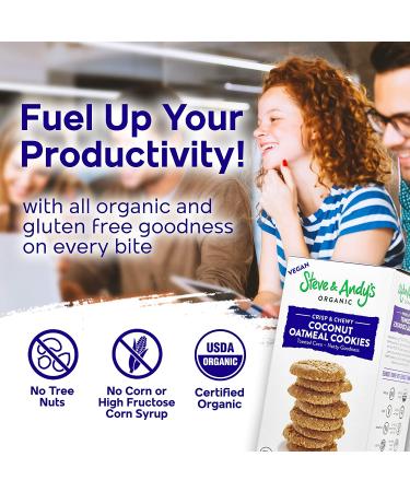 Steve and Andys Soft & Chewy Oatmeal Coconut Cookies - Gluten-Free Dessert, No Corn Syrup, Tree Nuts, Kosher, Non-GMO (2 Pack) - Buy Online on SooperMarket.com