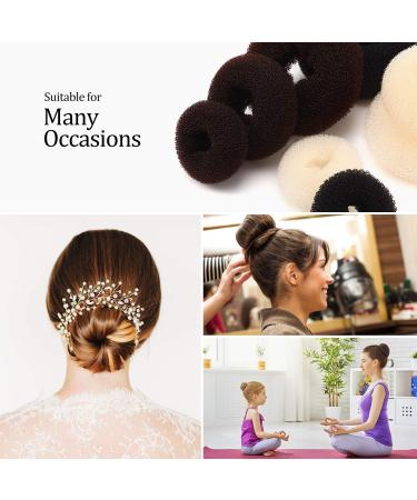 9 Pieces Donut Bun Maker Hair Bun Maker Bun Maker Bun Maker Ring Style with 12 Pieces Hair Bands and 32 Pieces Hair Pins (Black Brown Beige) - Buy Online on SooperMarket.com