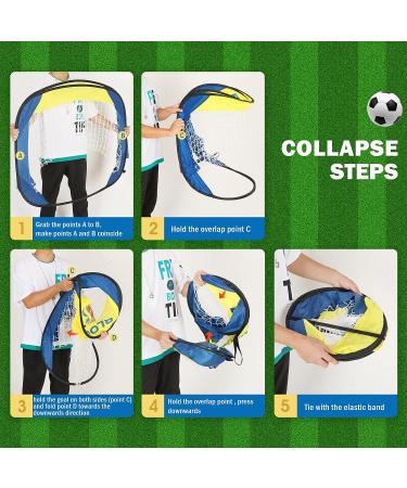 Folding Pop Up Soccer Goals Set 2 Pack - Portable Nets with Carrying Bag for Kids Indoor & Outdoor Games - Yellow & Blue - Buy Online on SooperMarket.com