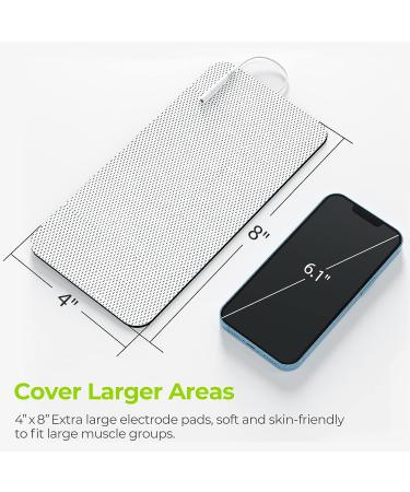 AUVON Extra Large Tens Unit Replacement Pads 4'' x 8 (2 Pcs) - Premium Reusable Electrodes for Waist and Lower Back Pain Relief - Latex-Free Tens Patches with Self-Stick Performance (Non-Irritating) - Buy Online on SooperMarket.com