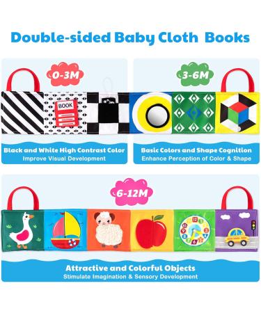 Synearry Color Baby Fabric Book | Interactive Picture Book with Mirrors | Toddler Perception Learning Toy | Perfect Gift for Babies 0-6 Months - Buy Online on SooperMarket.com