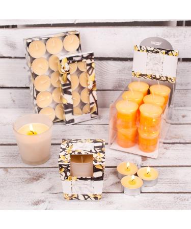 Pajoma Vanilla Votive Candle Set 12 Premium 55g Candles | Marble Design 17 Hours Burn Time 5cm Height | Perfect for International Shipping - Buy Online on SooperMarket.com