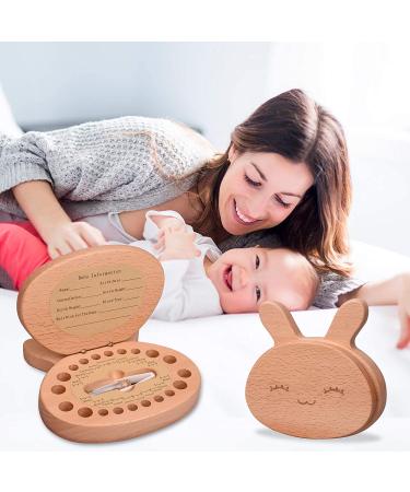 AhfuLife Wooden Rabbit Baby Tooth Keepsake Fairy Box - Lanugo Bottle - First Lost Teeth Holder - Cute Organizer for Boys & Girls - Baby Shower Gift - Medium - Buy Online on SooperMarket.com