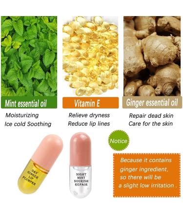 Natural Lip Plumper Set - Day & Night Serum for Softer, Bigger Fuller Lips - Lip Care & Enhancer Kit with Lip Mask - No More Chapped Lips - 2Pcs - Buy Online on SooperMarket.com