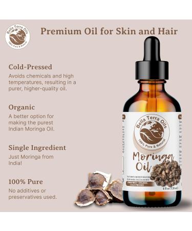 Buy Bella Terra Organic Moringa Oil 4oz - Pure Premium Vitamin A & C for Radiant Skin - Buy Online on SooperMarket.com