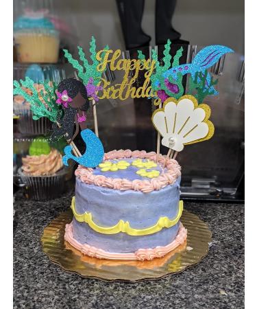 Glitter Mermaid Theme Birthday Cake Topper with Seaweed and Mermaid Cake Cupcake Toppers for Girls Mermaid Themed Birthday Cake Party Decorations. Black - Buy Online on SooperMarket.com