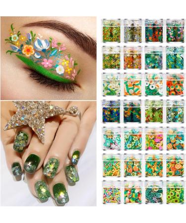 4 Bottles Special Shaped Nail Decorations 3D Nail Unique Accessories For Creative Nail Enthusiasts Nail Decorations For Festivals Rich Green Orange - Buy Online on SooperMarket.com