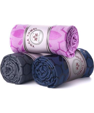 Non-Slip Hot Yoga Towel - Unique Two-Sided Design, Absorbent Microfiber, Dark Blue - Buy Online on SooperMarket.com
