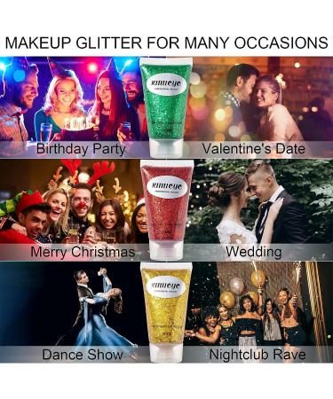 Mermaid Sequins Glitter Gel Set for Body, Hair, Face, Nails - Long Lasting & Waterproof - 10 Colors Available - 2PCS (8 RED) - Buy Online on SooperMarket.com