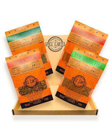 Spice Cartel Barbecue Bangers Collection of Rubs & Marinades for Seriously Tasty Barbecue 4-35g Resealable Pouches BBQ Bangers Collection