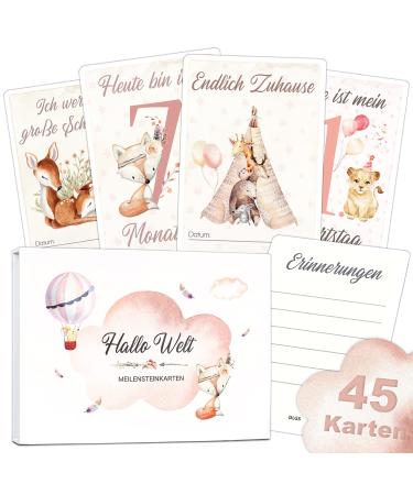 Olg's milestone cards baby for girls |45 milestone cards ideal gift idea for birth baby party pregnancy baptism Milestone Cards Girl |Mile stone cards gift set for children baby milestone cards 04 boho girl