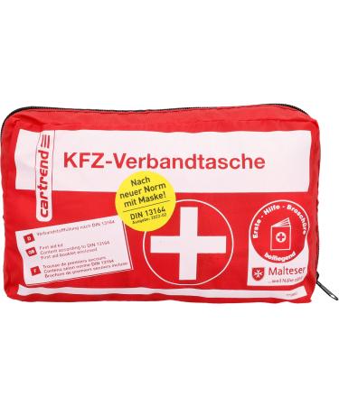 Cartrend car association kit |According to the current standard DIN 13164 |First aid set Association pocket including mask and brochure 1 Series pack red