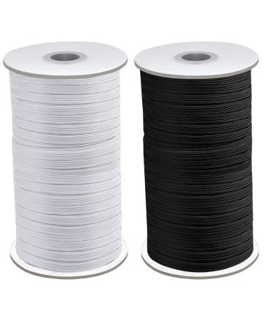 Coopay 200 Yards Length 1/4 Width Elastic Cord Elastic Bands Elastic Rope Heavy Stretch Elastic Spool Knit for Sewing  2 Rolls  100 Yards/Roll (Black and White  1/4 Inch) Black and White 1/4 Inch