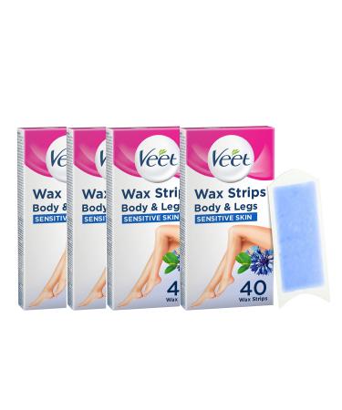 Veet Wax Strips for Sensitive Skin Pack of 40 Strips x 4 160 count (Pack of 1)