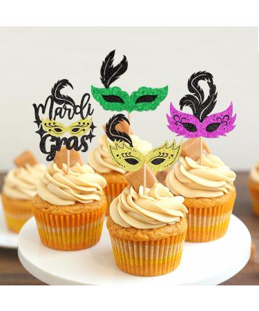 Cyodoos 24Pcs Masquerade Masks Cupcake Toppers Color Glitter Bachelorette Party Mask Cupcake Food Fruit Picks Masquerade Mardi Gras Party Baby Shower Birthday Party Cake Decor Supplies Masks1 - Buy Online on SooperMarket.com