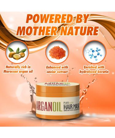 Pure Nature Lux Spa Moroccan Argan Oil Hair Mask - Sulfate-Free Deep Conditioner for Dry, Damaged Hair - Split End Moisturizer and Hydrating Treatment - Buy Online on SooperMarket.com