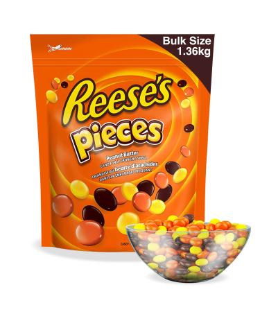 REESE'S Pieces Peanut Butter Bulk Candy Holiday Candy Bulk Candy to Share Reese's Candy Bulk Bag 1.36kg Snack Sized Assorted Candy - Online Exclusive Peanut Butter 1.36 kg (Pack of 1)
