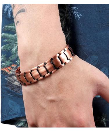 NORTH RING 99.9% Pure Copper Magnetic Bracelet - 3000 Gauss for Men - Adjustable Length & Double-Row Strong Magnets - Buy Online on SooperMarket.com