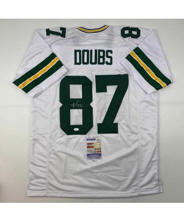 Autographed/Signed Romeo Doubs Green Bay White Football Jersey JSA COA