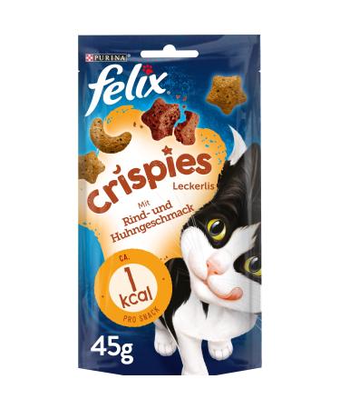 FELIX Crispies cat snack crunchy treats with beef and chicken flavour 8-pack (8 x 45g) beef and chicken flavour