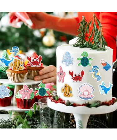 Alegre Edible Marine Animals Cake Decorations - 56 Ocean Theme Toppers for Birthdays & Baptism | Underwater World Cupcake & Muffin Decor - Buy Online on SooperMarket.com