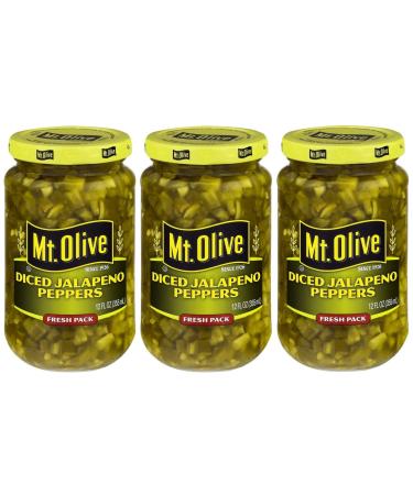 Mt. Olive Diced Jalapeno Peppers 12 Ounce (Pack of 3)