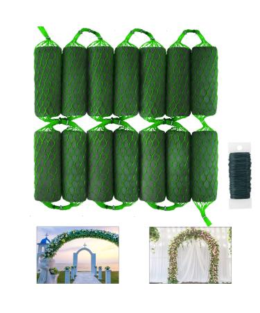 9.2Ft Floral Foam Garland for Flowers,14 Piece Flower Sponge Blocks Kit,Absorption Flower Holder Arch Door,Floral Craft Dry Foam Bricks,Green Floral Foam Arrangement for Home Wedding Garden