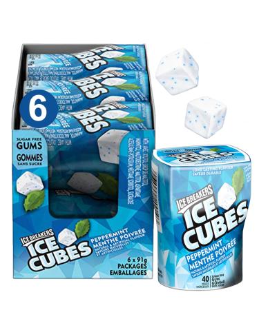 ICE BREAKERS Ice Cubes Peppermint Sugar Free Gum Mint Gum to Share Candy Bulk Box (6 Count)