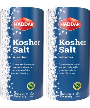 Haddar, Kosher Salt, 16oz Tube (2 Pack) Total 2LB