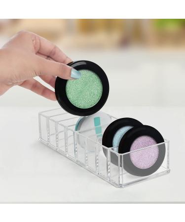 Kurtzy Transparent Acrylic Eyeshadow Makeup Organizer - 2-Piece Set with 8 Compartments for Makeup Storage & Desk Organization (21.5 x 8.5cm) - Buy Online on SooperMarket.com