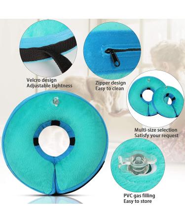 MUKSIRON Inflatable Dog Cone Collar | Adjustable Recovery Collar for Dogs & Cats | Prevent Biting & Scratching | Green-Blue | Large Size - Buy Online on SooperMarket.com